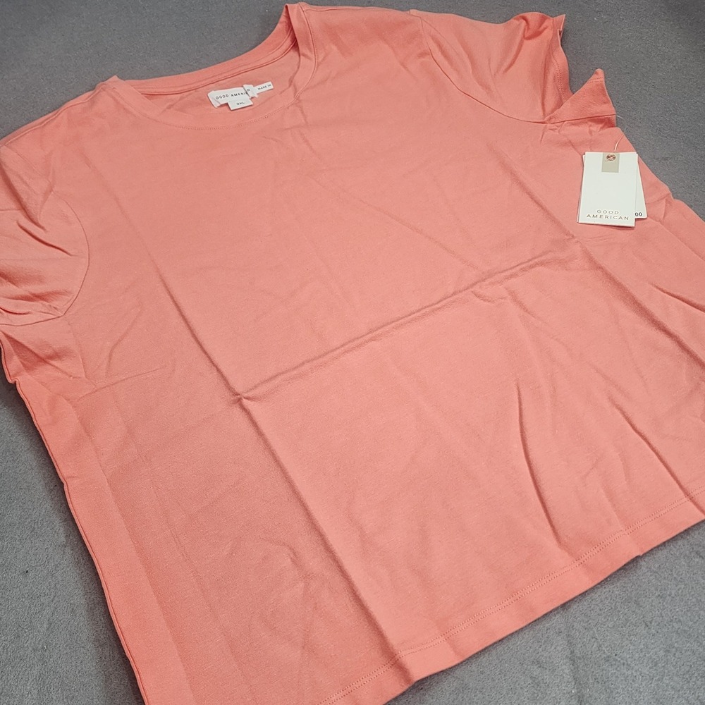 Good American T-Shirt Light Coral Cotton Stretch Plus Size 3XL GT0346VN NEW